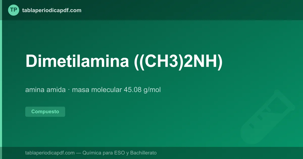 Dimetilamina ((CH3)2NH): propiedades y usos