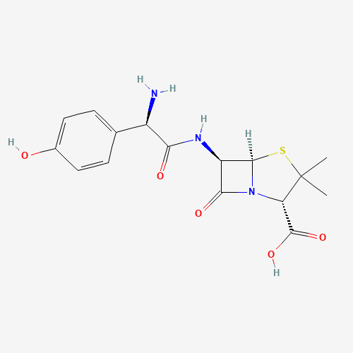 Estructura molecular 2D de Amoxicilina (C16H19N3O5S)