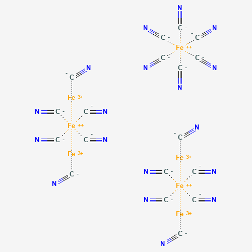 Estructura molecular 2D de Azul de Prusia (Fe4[Fe(CN)6]3)