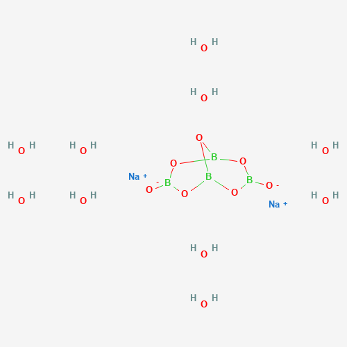 Estructura molecular 2D de Tetraborato de sodio decahidratado (Na2B4O7·10H2O)