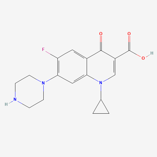 Estructura molecular 2D de Ciprofloxacino (C17H18FN3O3)