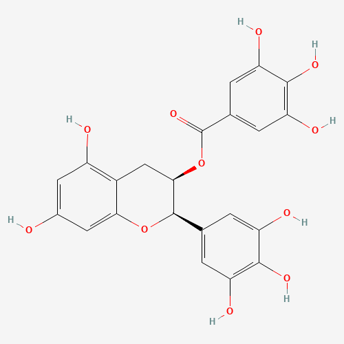 Estructura molecular 2D de Epigalocatequina galato (EGCG) (C22H18O11)