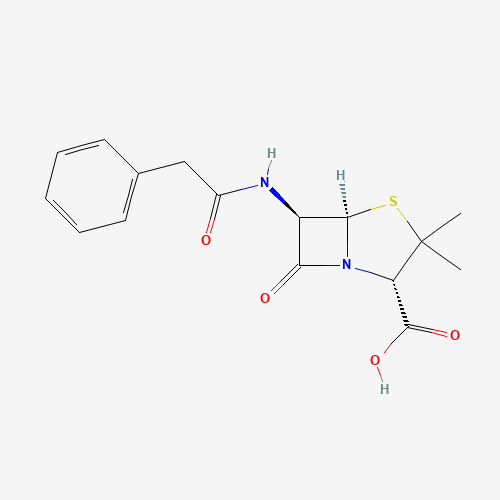 Estructura molecular 2D de Penicilina G (C16H18N2O4S)
