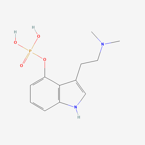 Estructura molecular 2D de Psilocibina (C12H17N2O4P)