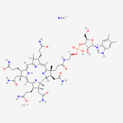 Estructura molecular 2D de Vitamina B12 (C63H88CoN14O14P)